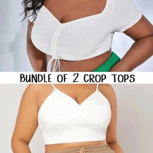 BUNDLE OF 2 NWT Shein 4X Plus Solid White Crop Tops - Cami & Cap Sleeves